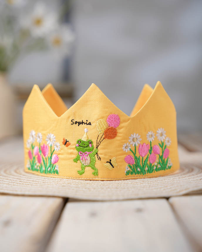 Embroidered Linen Crown