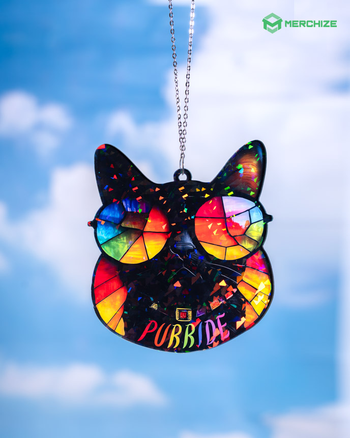 Custom Shape 1-side Printed Broken Glass Hologram Ornament