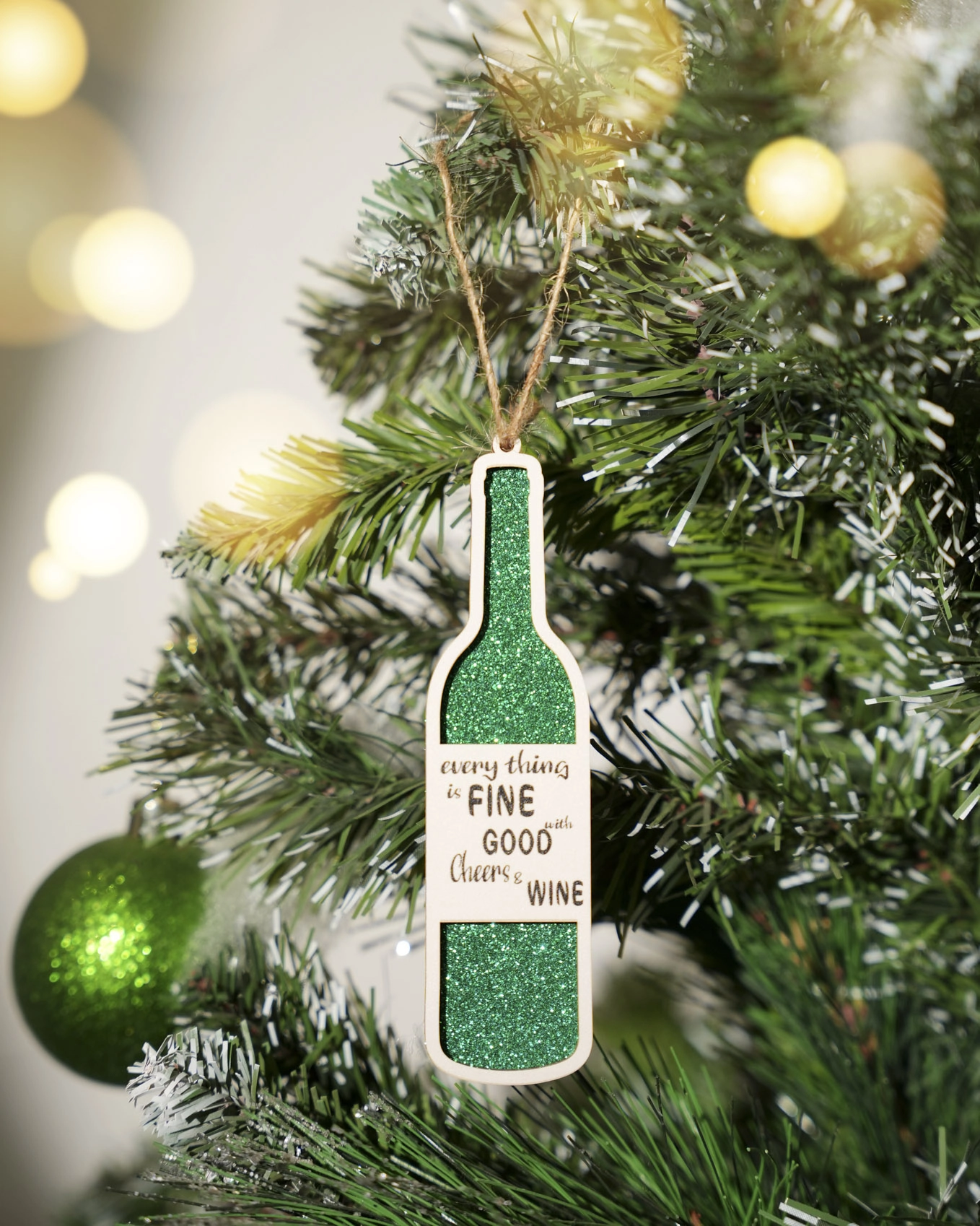 Custom Shape 2-Layer Glitter Wood Ornament