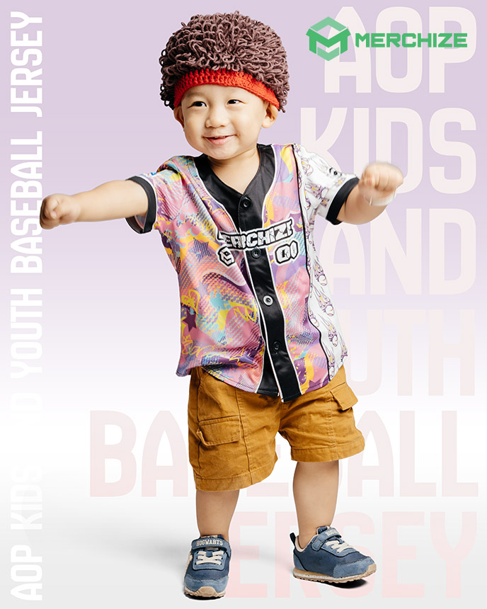 All-over Print Kids and Youth Baseball Jersey Without Piping