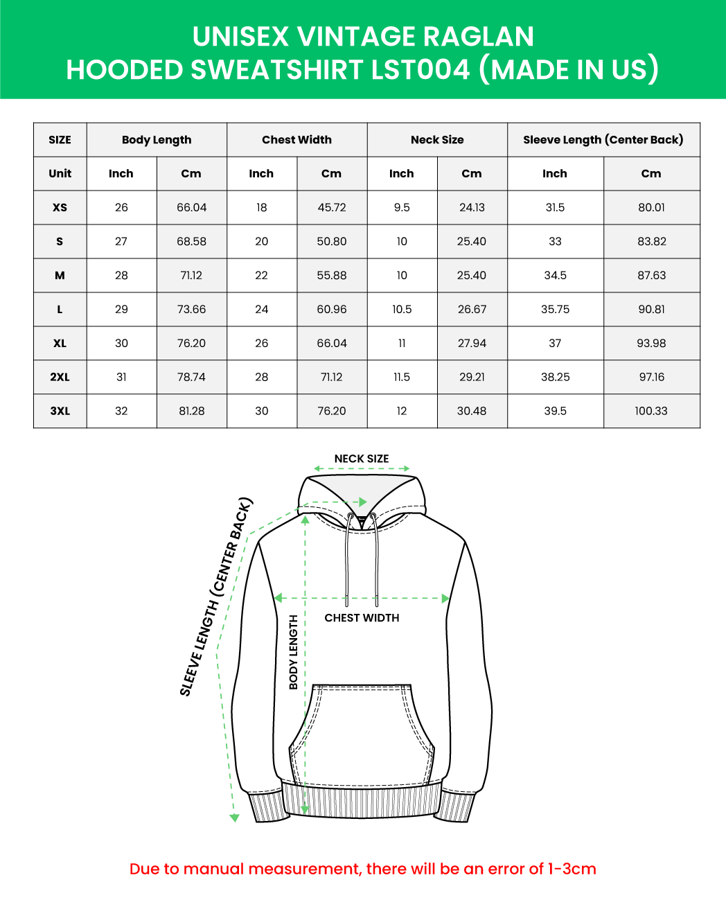 Unisex Vintage Raglan Hooded Sweatshirt LST004 (Made in US)