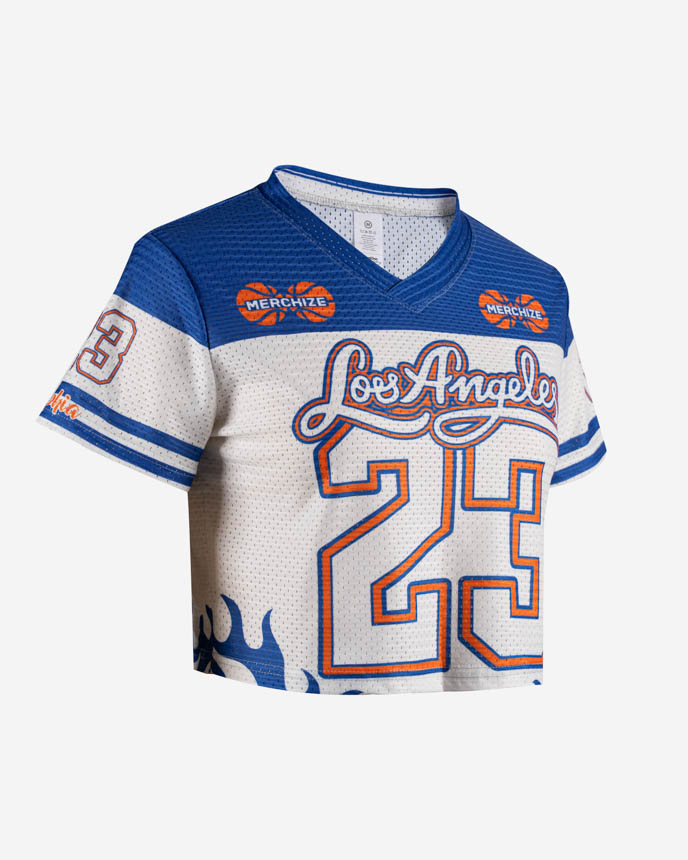 All-over Print Mesh V-neck Crop Top Jersey