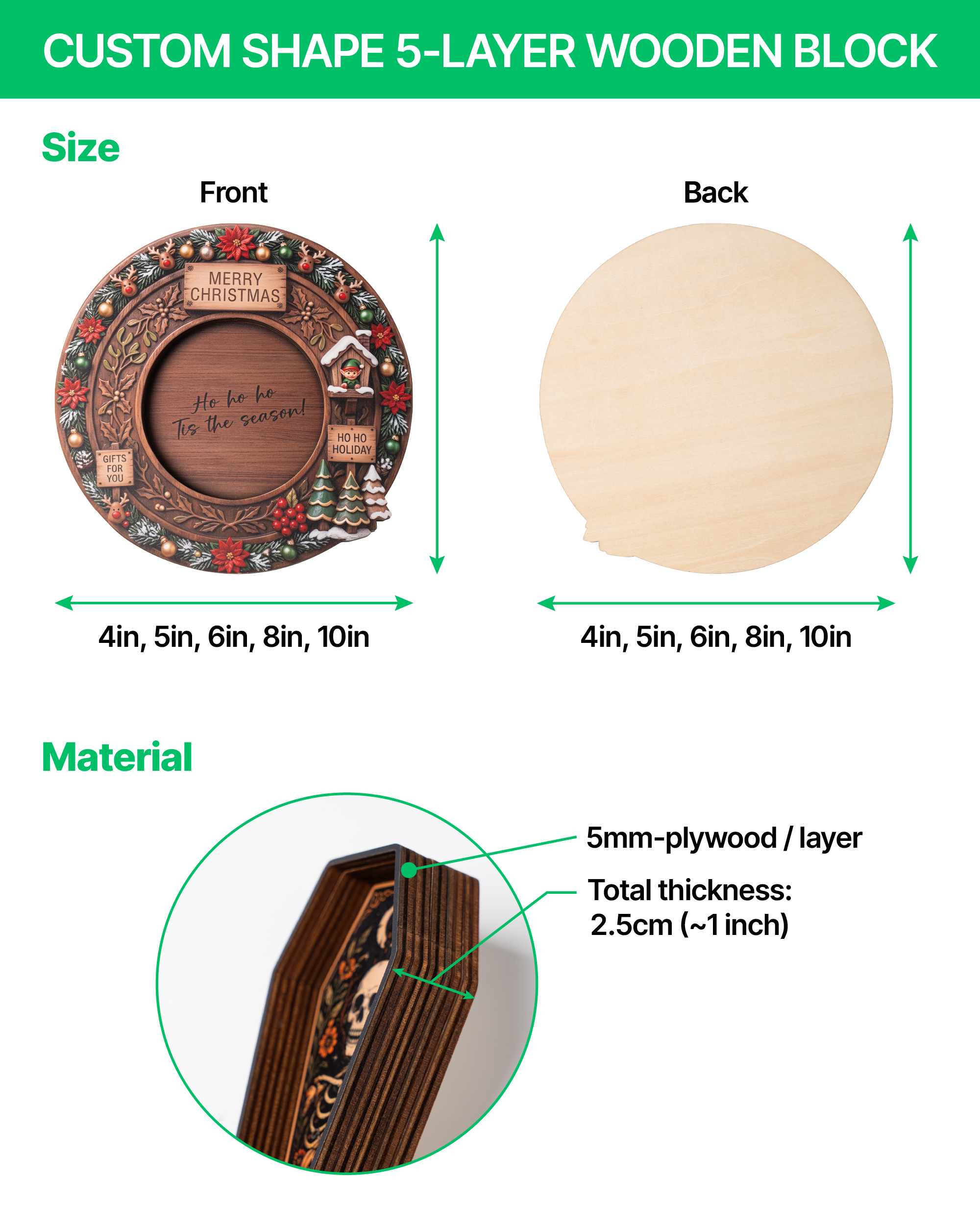 Custom Shape 5-Layer Wooden Block
