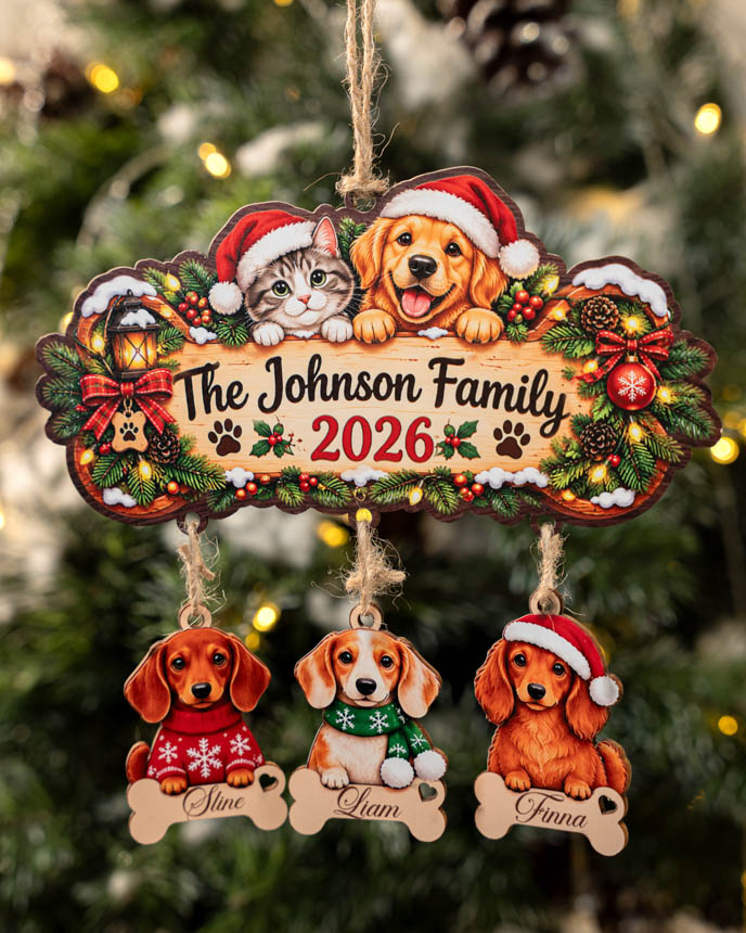 Custom Shape Wood Ornament With Hanging Charms