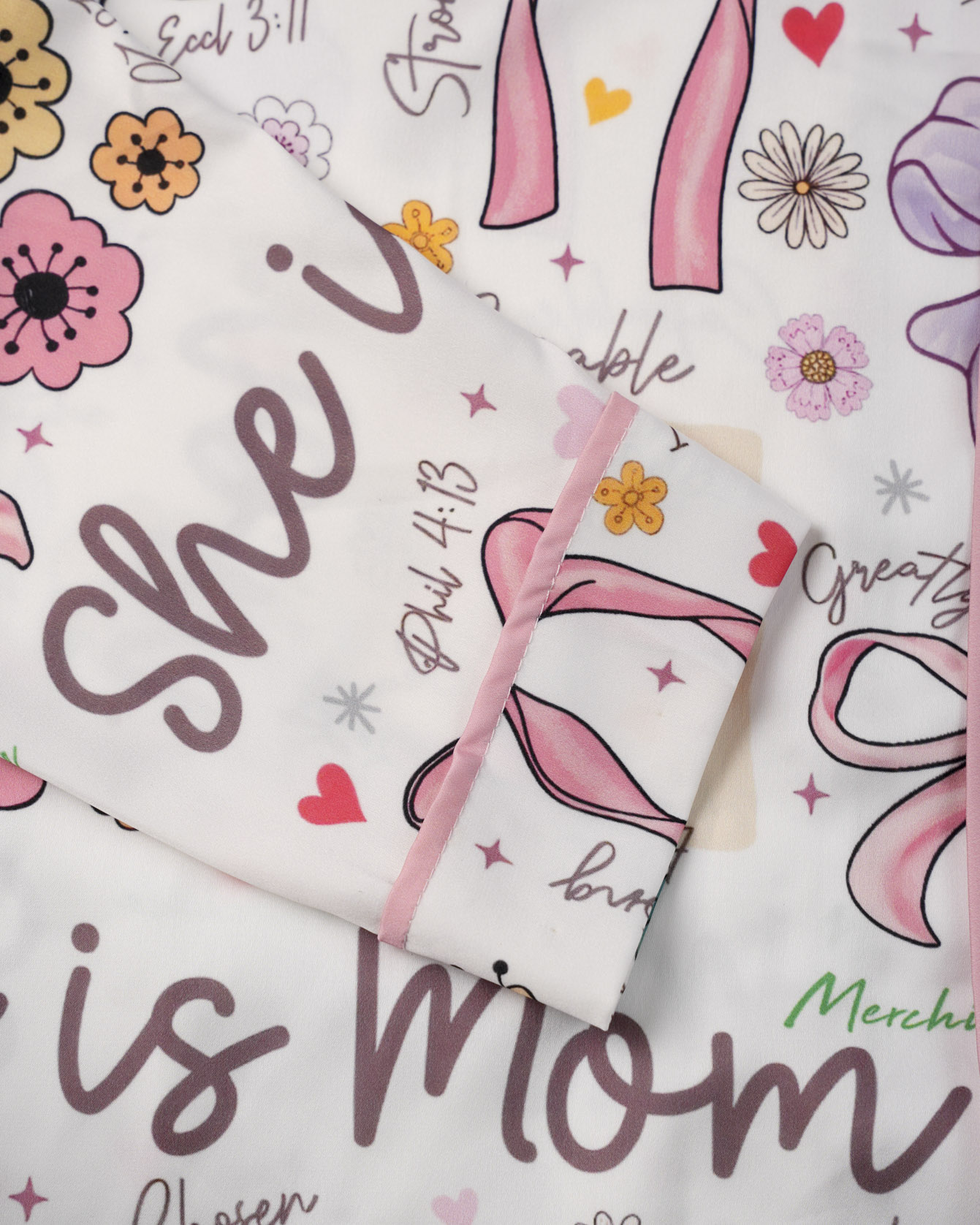 All-over Print Satin Long-Sleeve Pajama Shirt