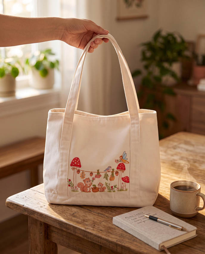 All-over Print Two-Tone Canvas Tote Bag