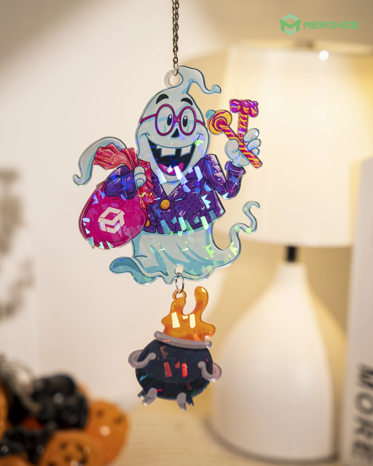  Custom Shape Acrylic Hologram Ornament With Charm 