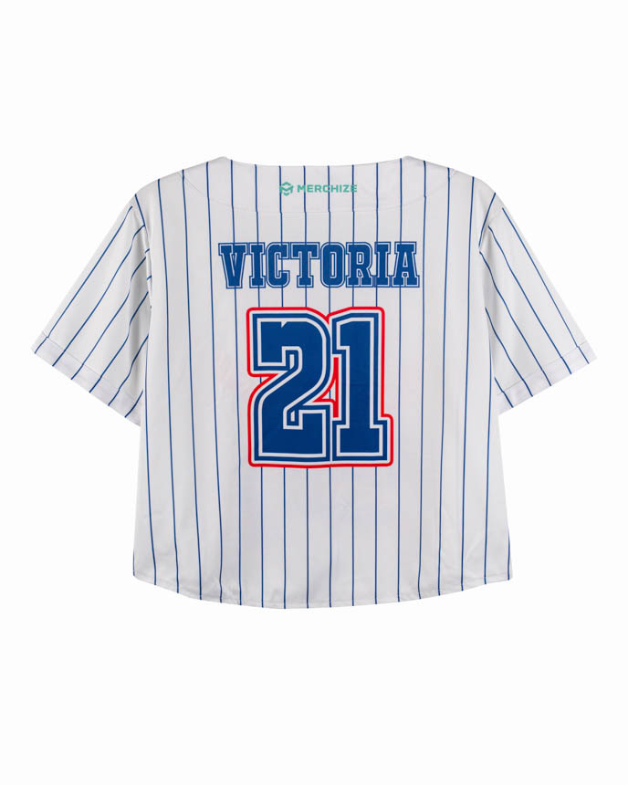 Crop Top Baseball Jersey Without Piping (White Buttons)