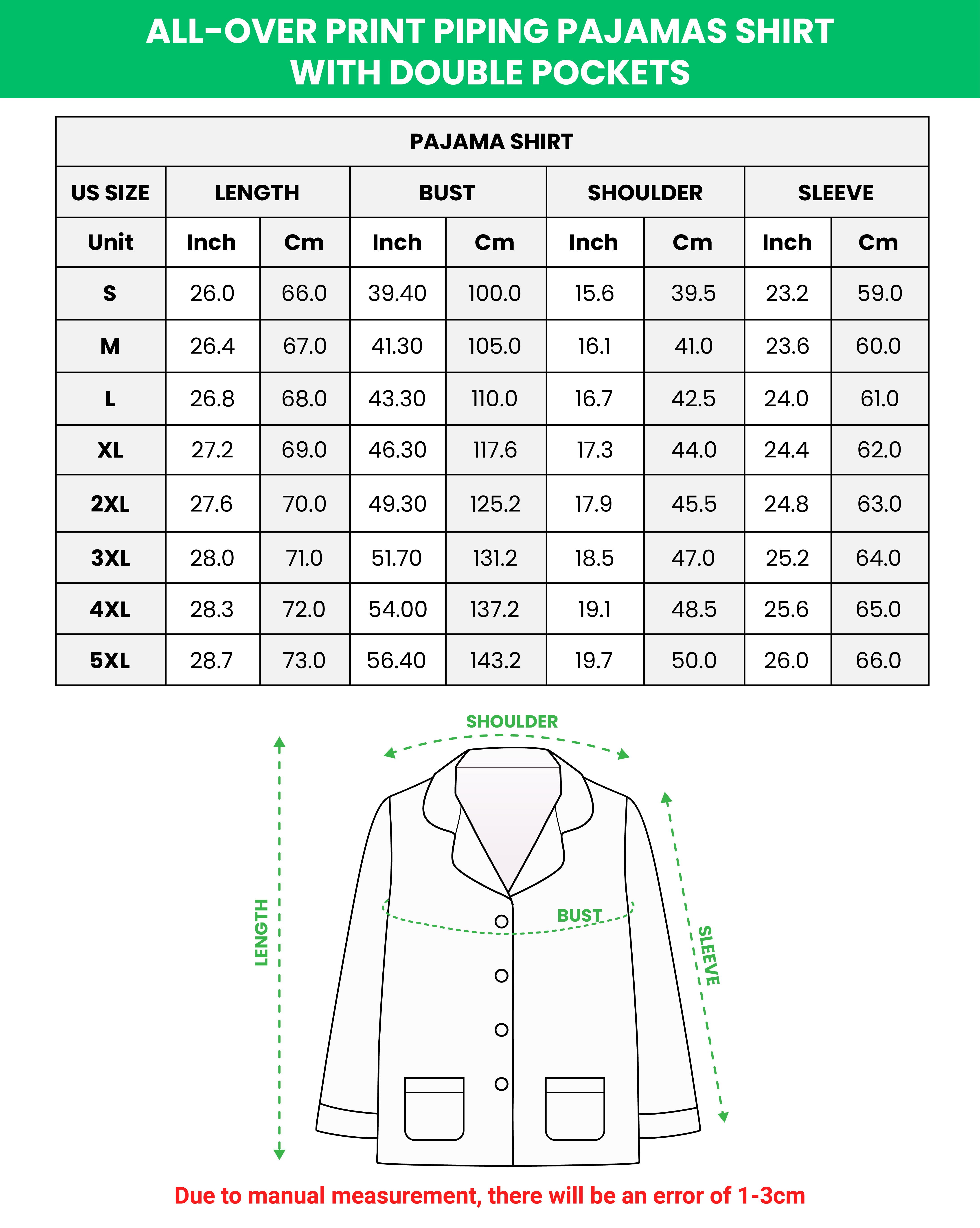 All-over Print Piping Satin Pajamas Set with Double Pockets