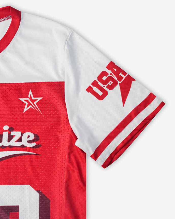 All-over Print Youth Hybrid Mesh V-neck Short Sleeve Jersey With Name Patch