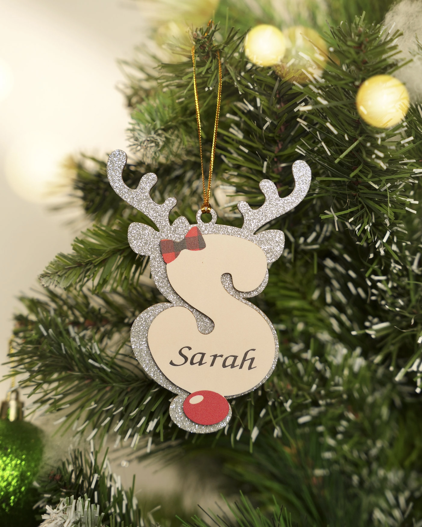 Custom Shape 2-Layer Glitter Wood Ornament