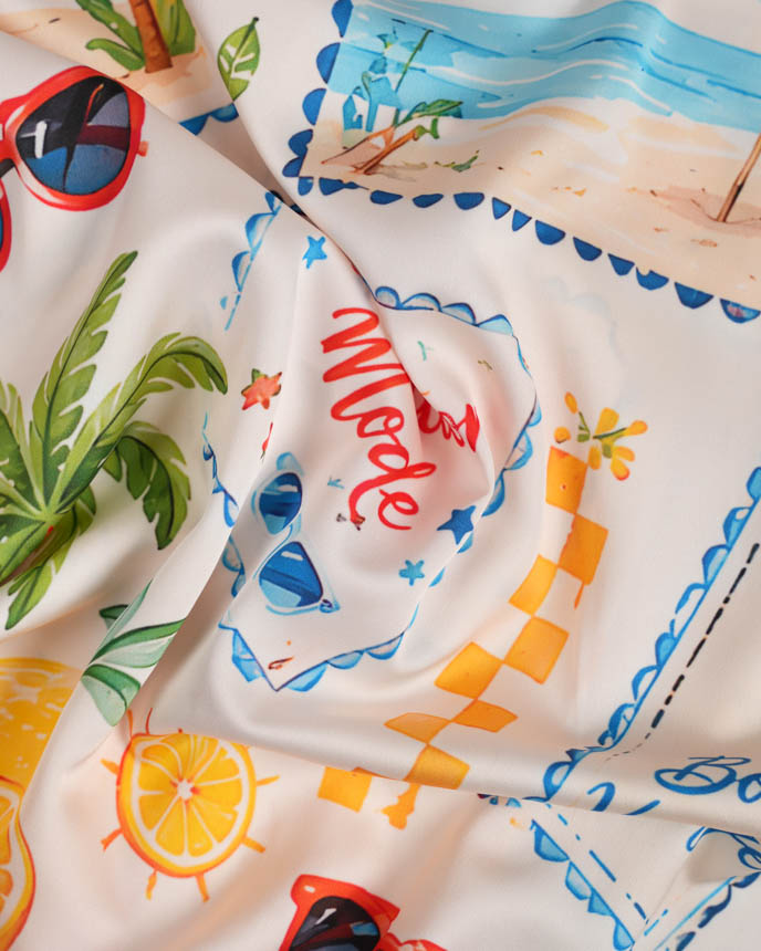All-over Print Men's Satin Short-Sleeve Pajama Shirt