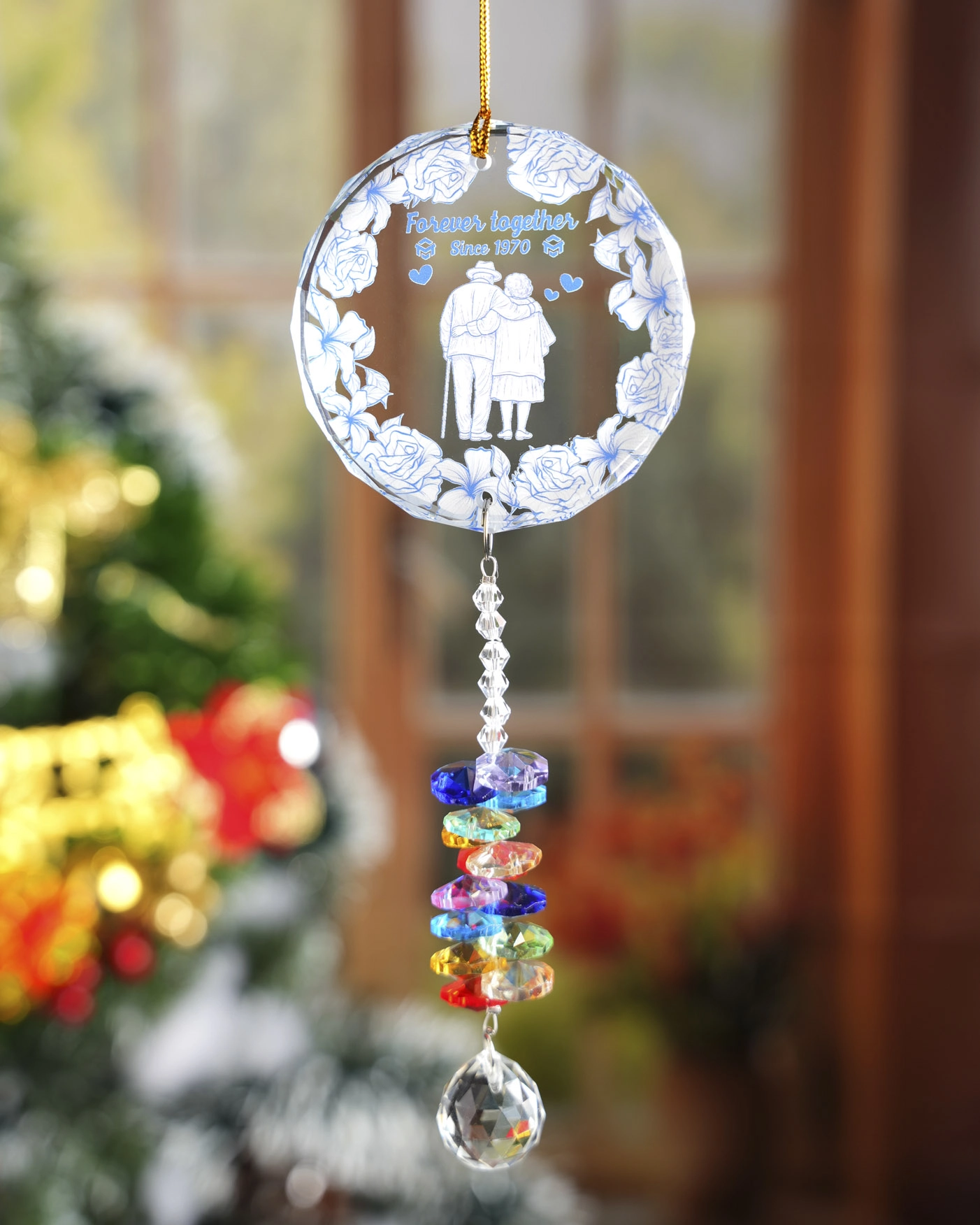 Glass Ornament With Crystal Charm