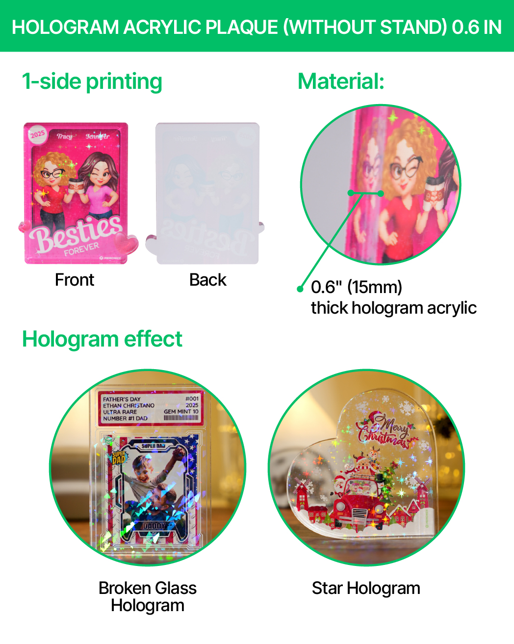 Hologram Acrylic Plaque (without stand) 0.6 IN