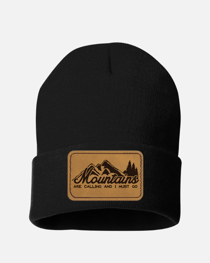 Engraved Leather Patch Beanie SP12 (Made in US) 