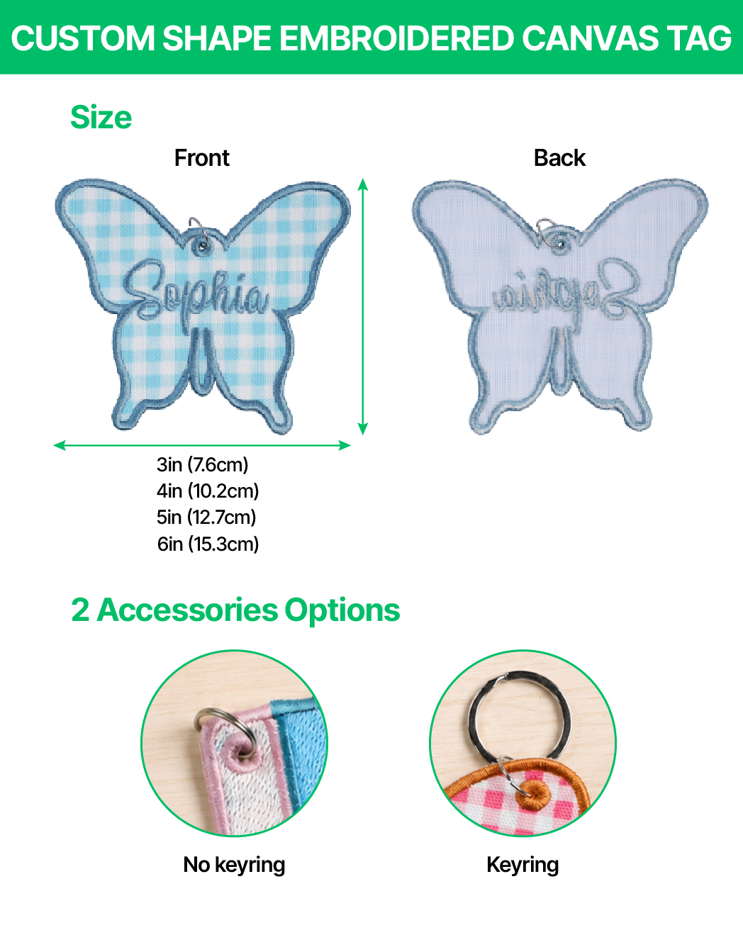 Custom Shape Embroidered Canvas Tag 