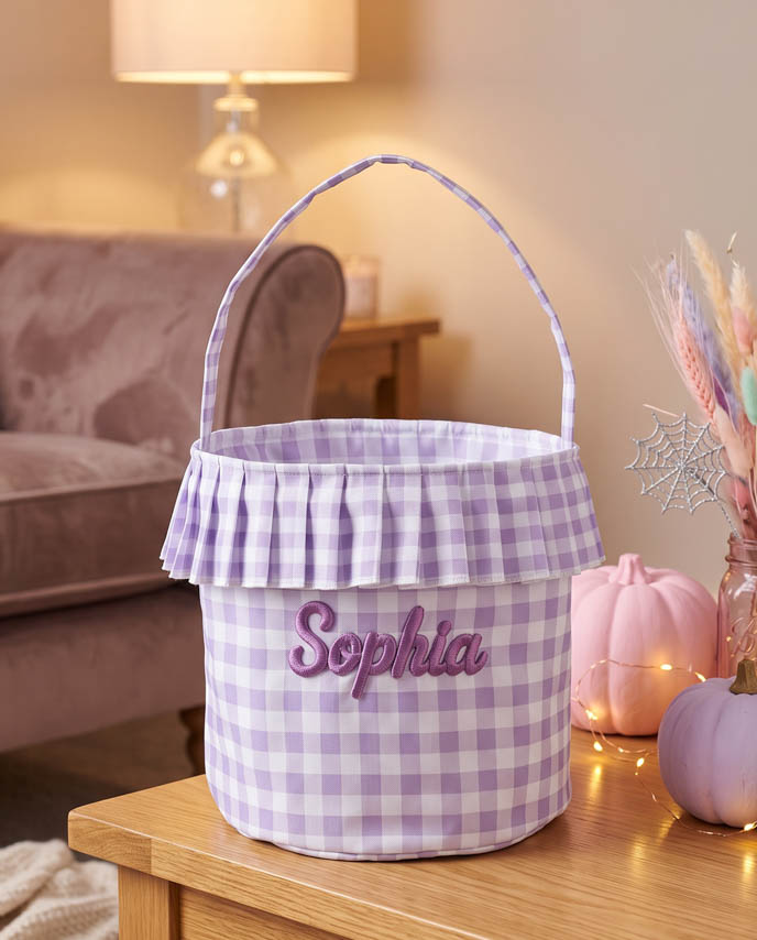 3D Puff Embroidered Ruffle Basket