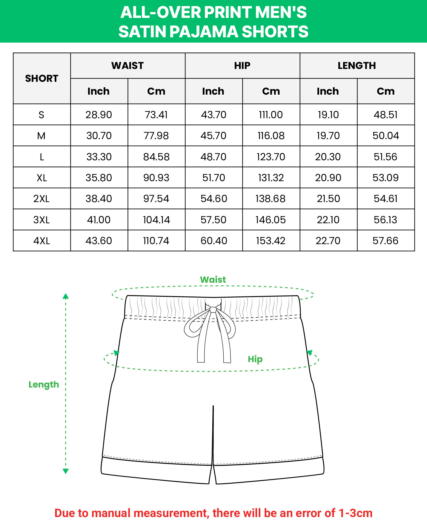 All-over Print Men's Satin Pajama Shorts
