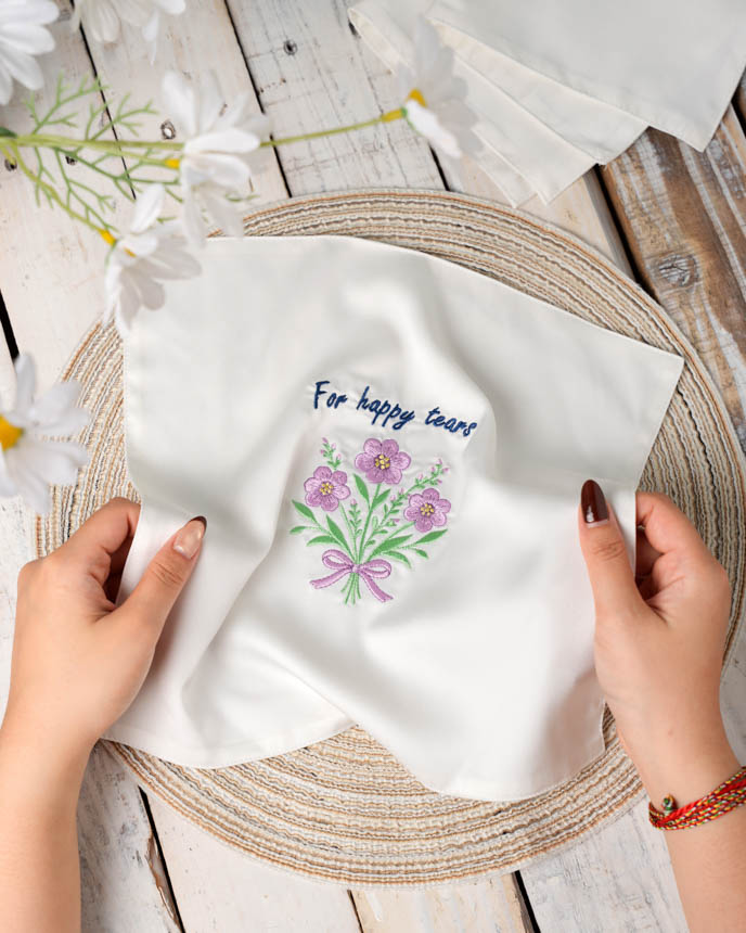 Embroidered Satin Handkerchief 