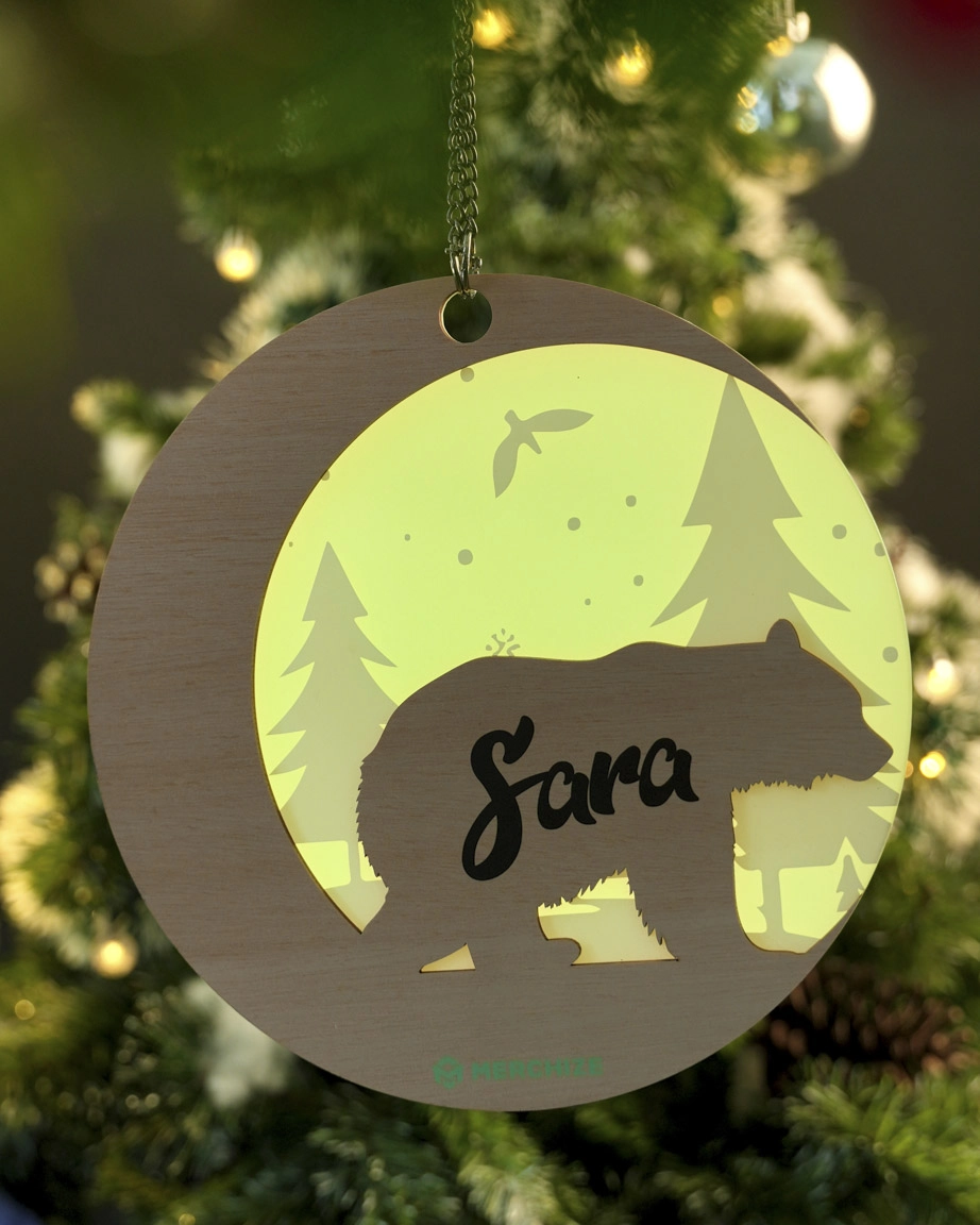 Custom Shape Wood and Luminous Acrylic Ornament