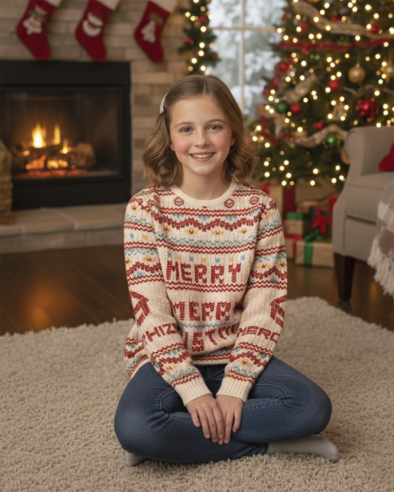 All-over Print Youth Knitted Sweater