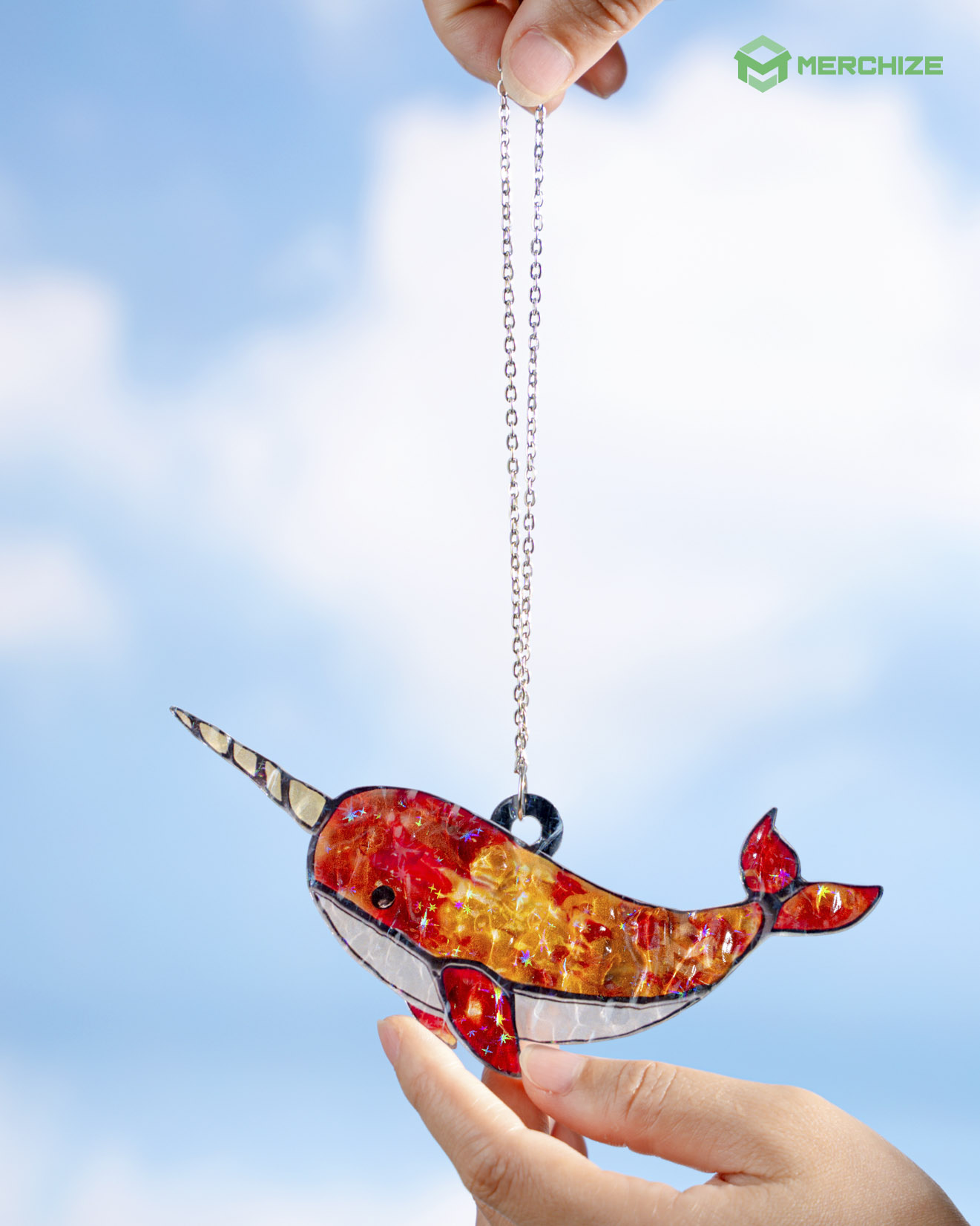 Custom Shape Wavy Hologram Suncatcher Ornament
