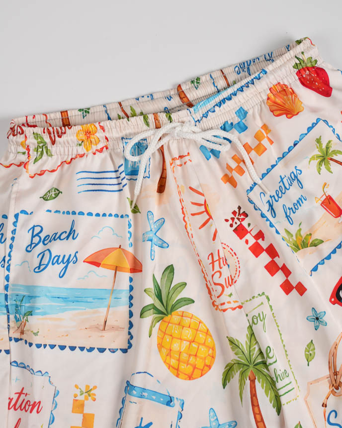 All-over Print Men's Satin Pajama Shorts