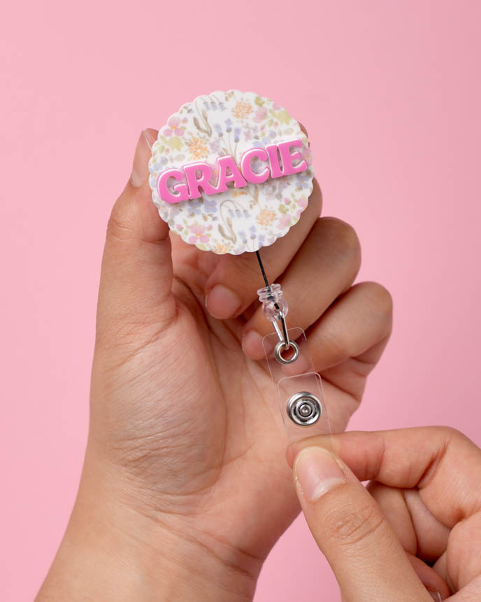 Custom Shape 2-Layer White Acrylic Badge Reel