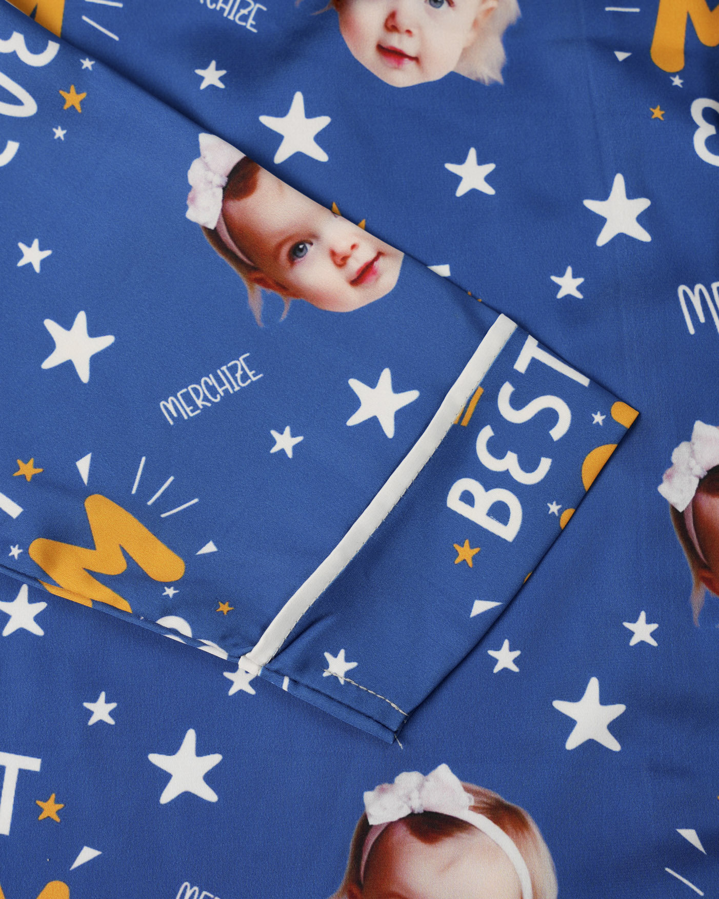 All-over Print Satin Long-Sleeve Pajama Shirt