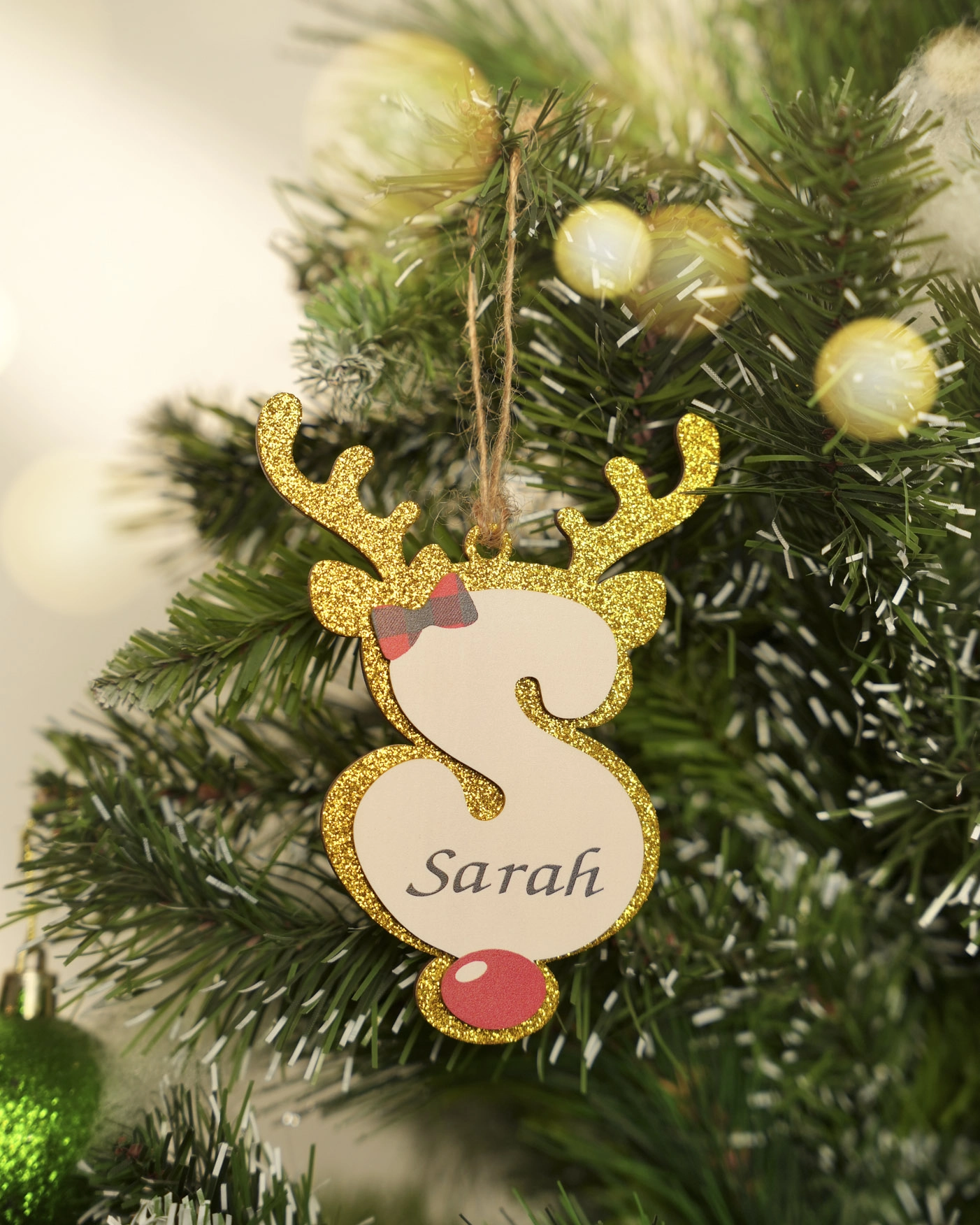 Custom Shape 2-Layer Glitter Wood Ornament