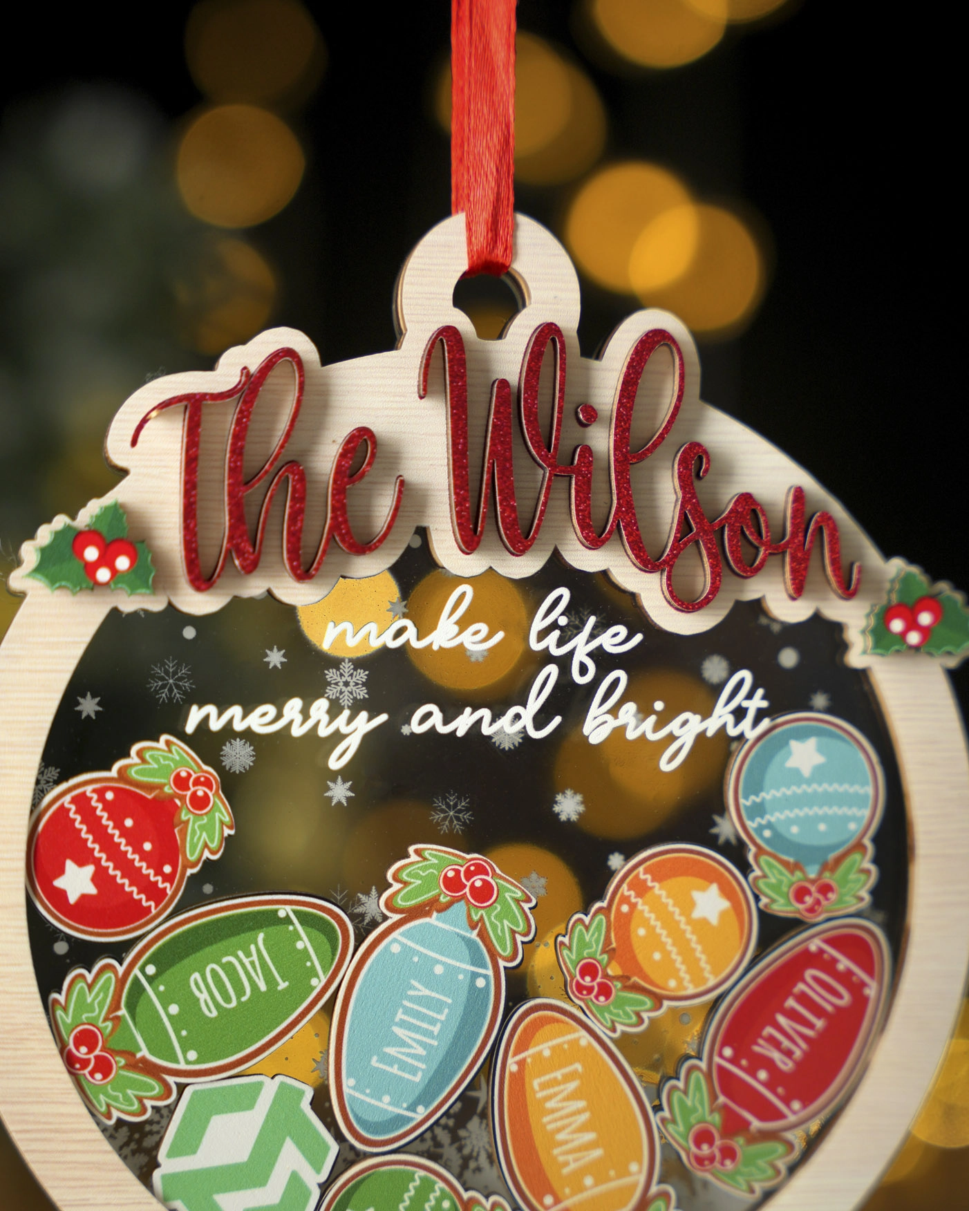 4-Layer Wood and Acrylic Shaker Ornament