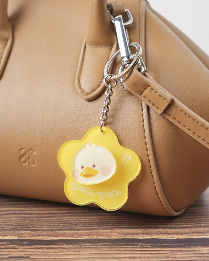 Custom Shape Acrylic Keychain With Spinning Charm