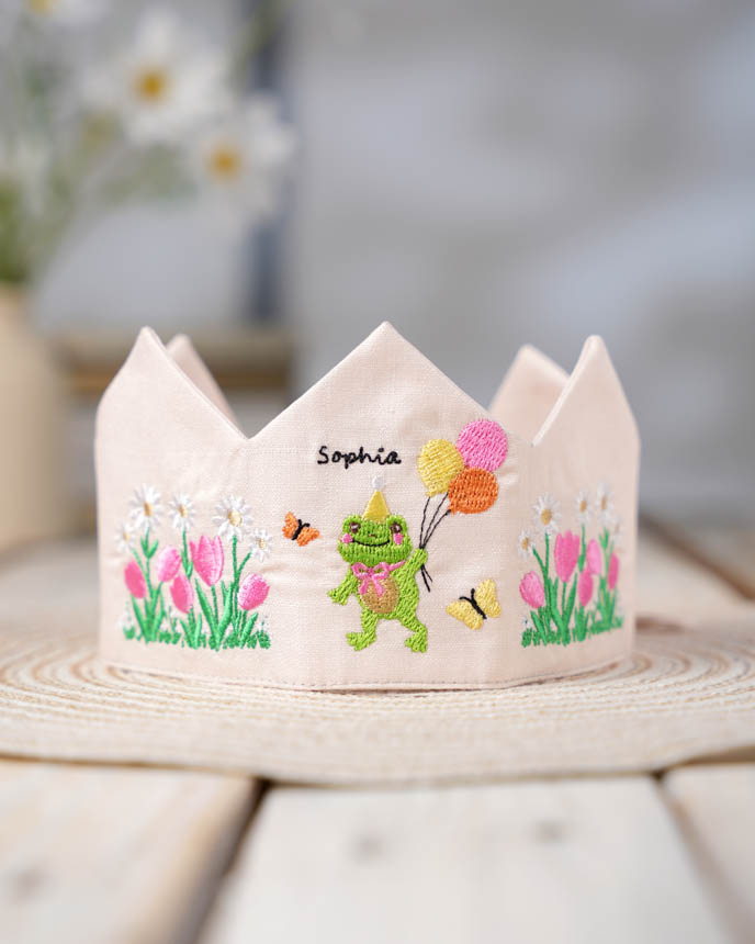 Embroidered Linen Crown