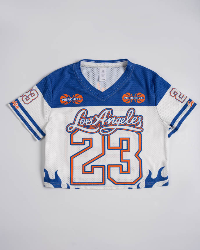 All-over Print Mesh V-neck Crop Top Jersey