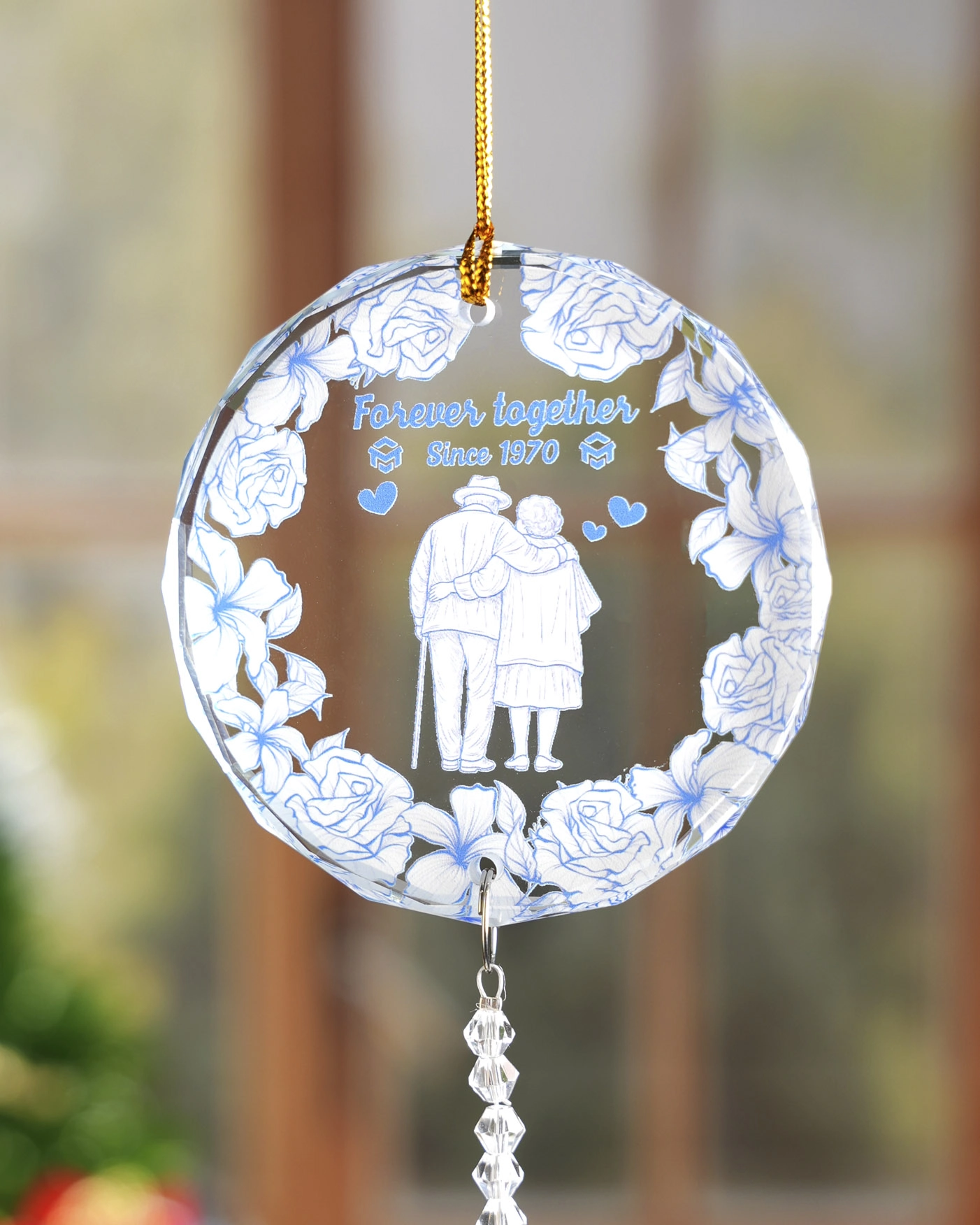 Glass Ornament With Crystal Charm