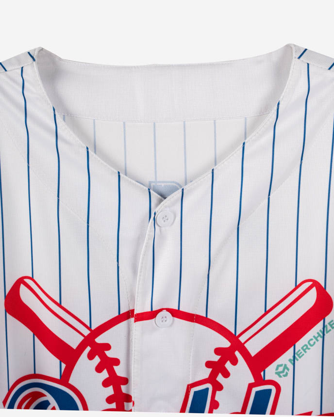 All-over Print Baseball Jersey Without Piping (White Buttons)