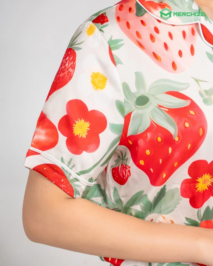 All-over Print Satin Short-Sleeve Pajamas Set
