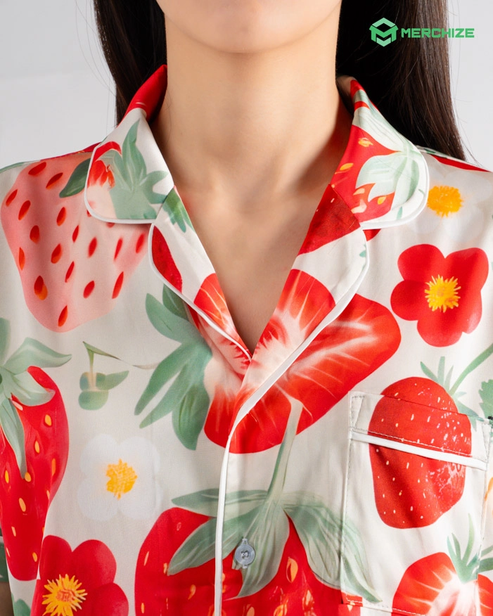 All-over Print Satin Short-Sleeve Pajamas Set
