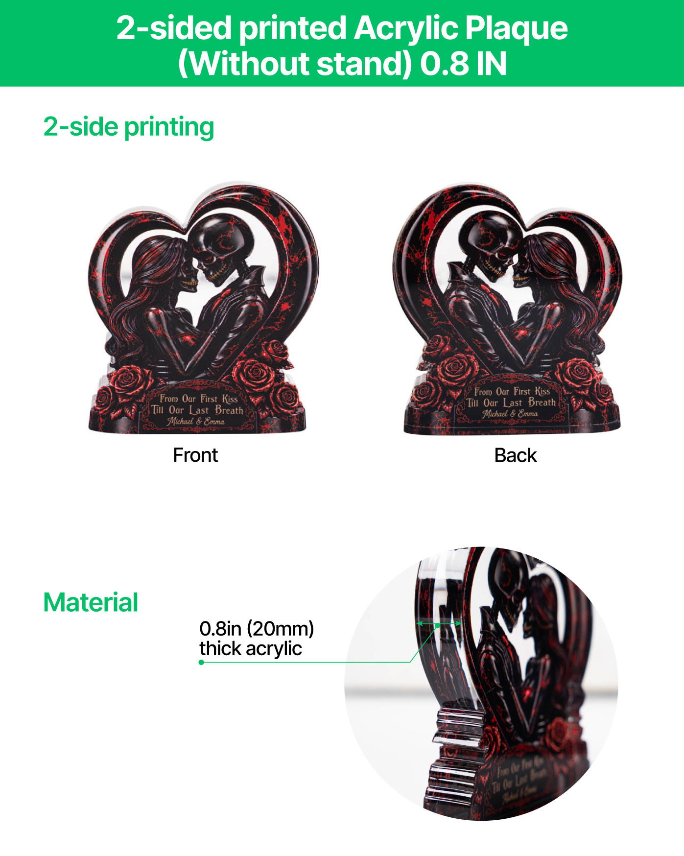 2-sided printed Acrylic Plaque (Without stand) 0.8 IN