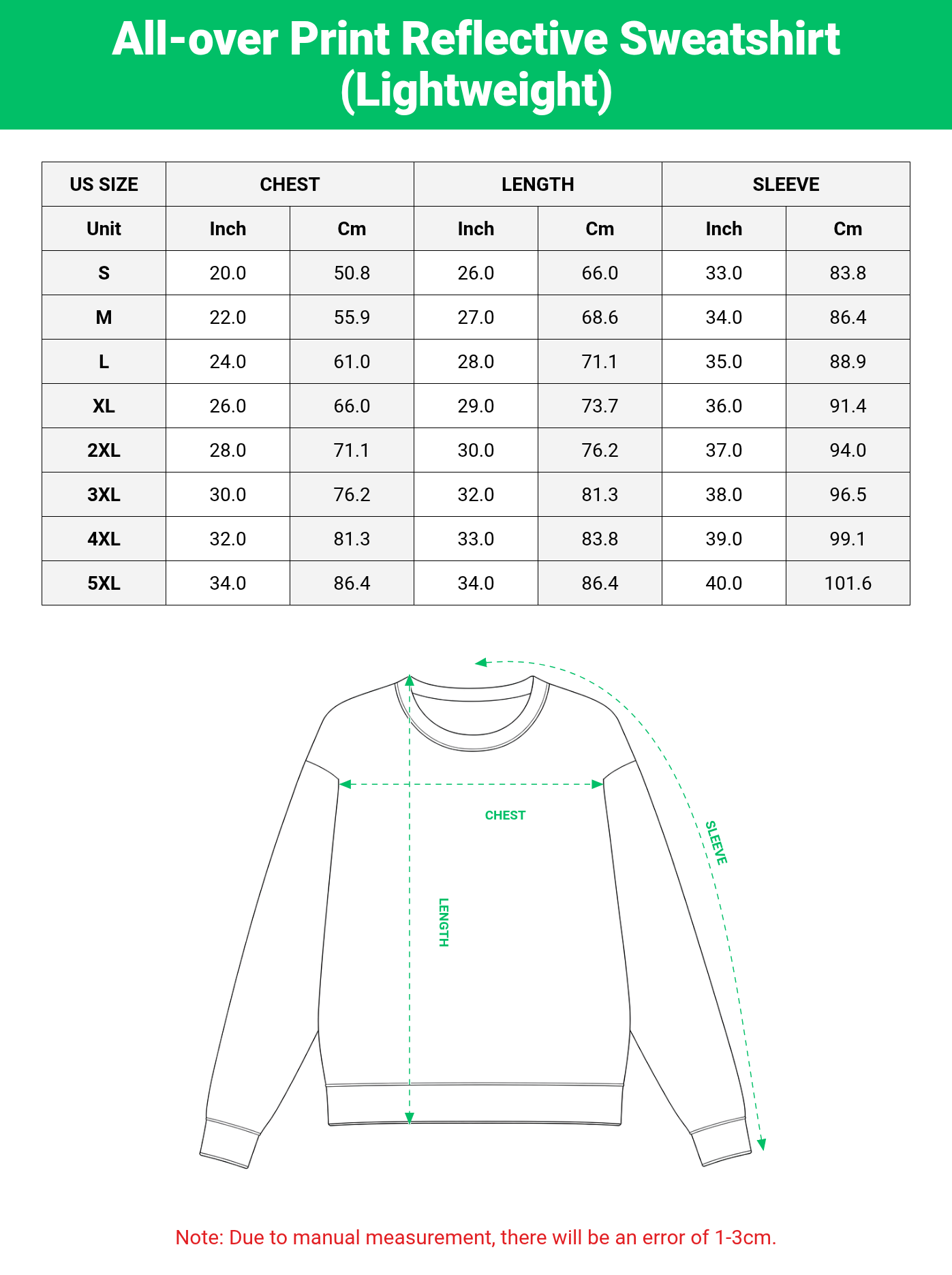 All-over Print Reflective Sweatshirt (Lightweight)