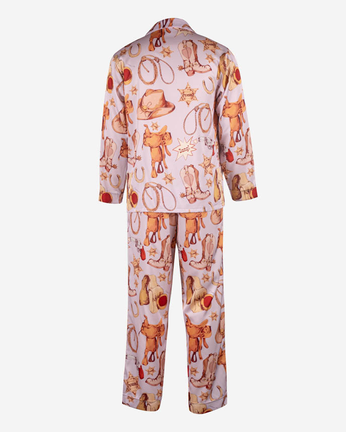 All-over Print Men's Satin Pajamas Set (No Pocket)