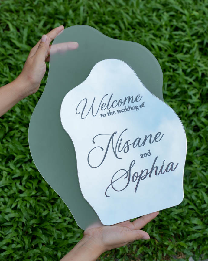 Custom Shape Frosted Acrylic And Acrylic Mirror Welcome Sign