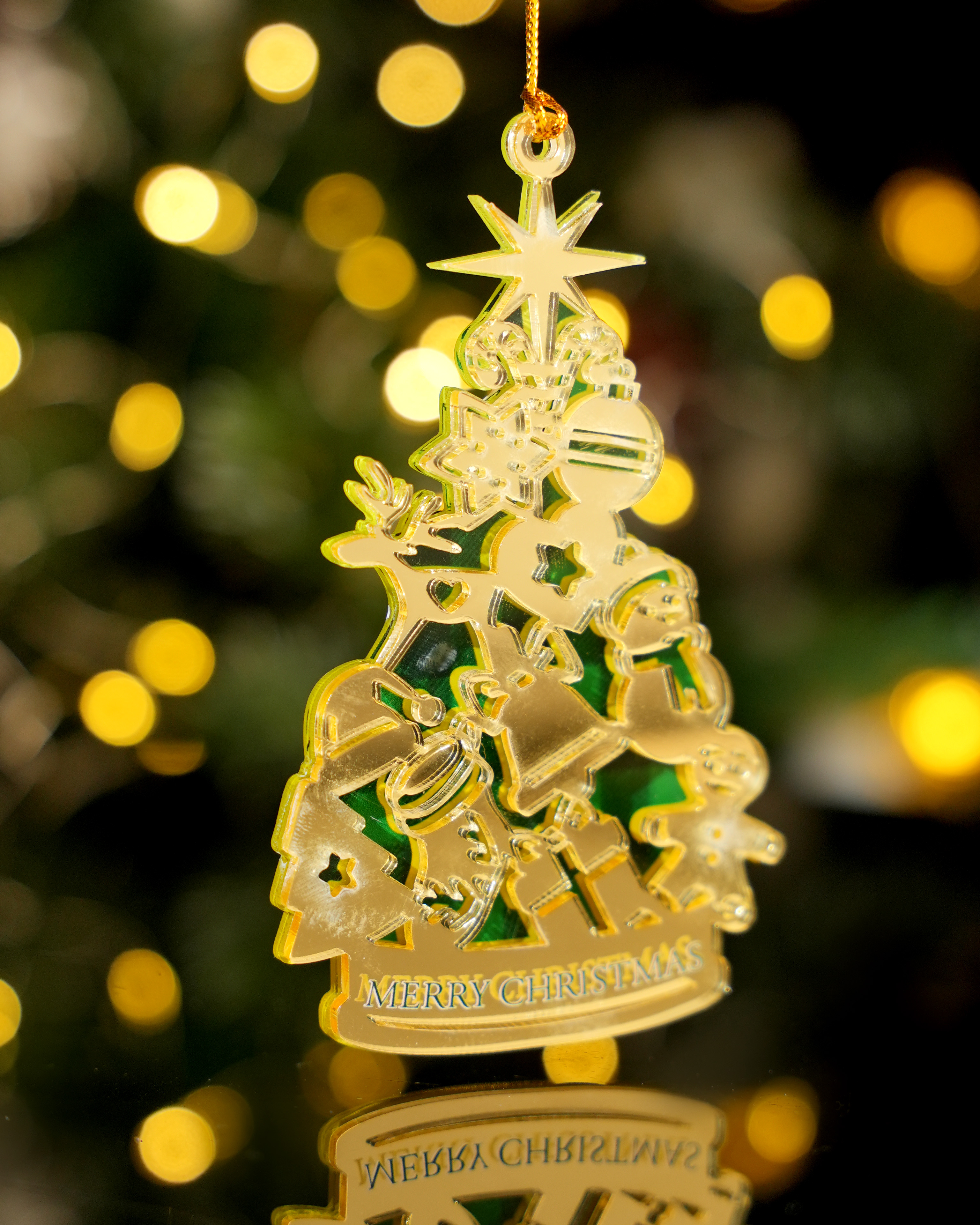 Custom Shape Layered Acrylic Mirror Ornament 