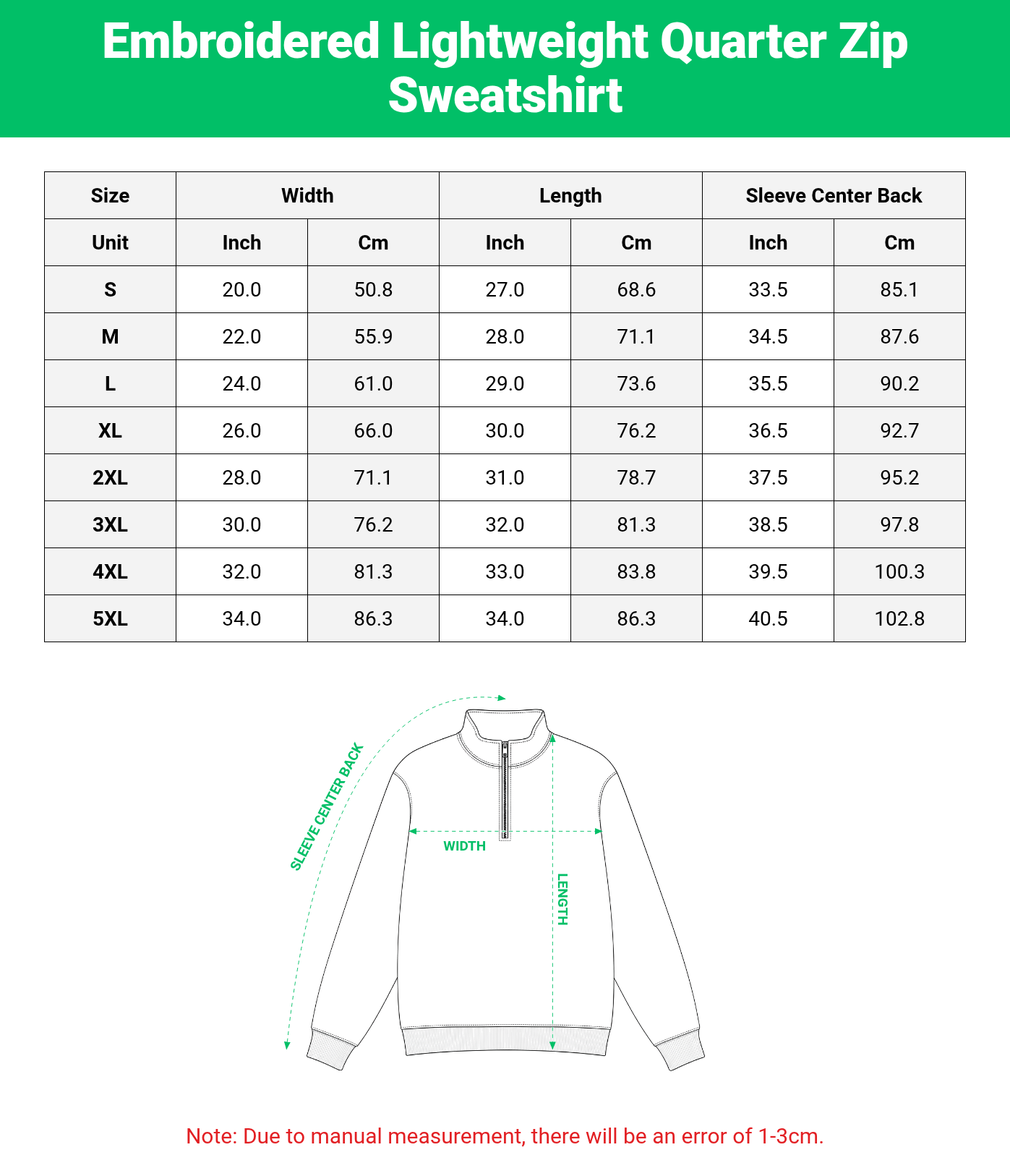 Embroidered Lightweight Quarter Zip Sweatshirt