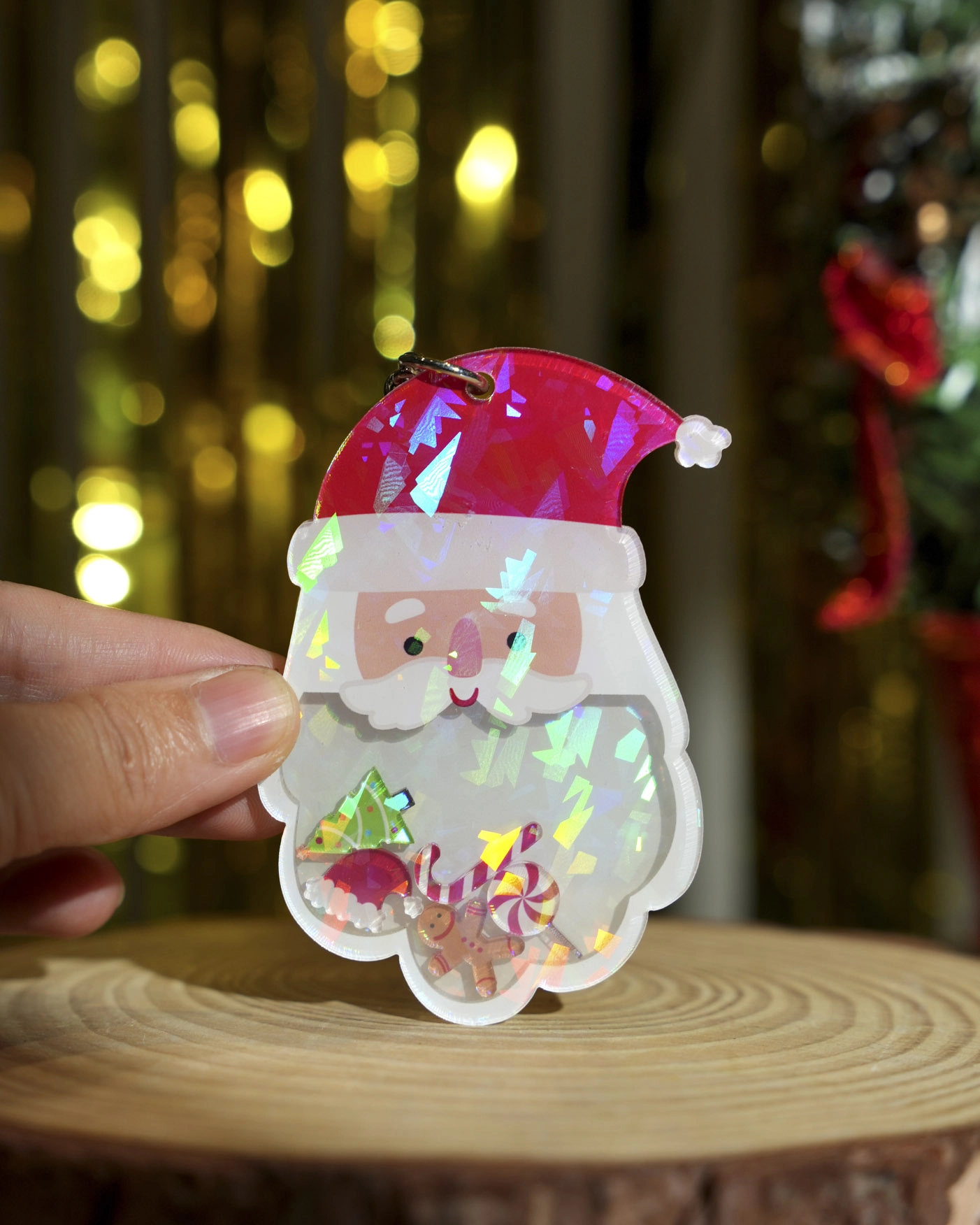 Custom Shape Hologram Shaker Keychain