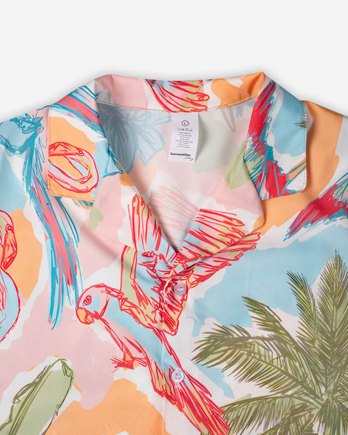 All-over Print Women's Simple Crop Hawaiian Shirt 