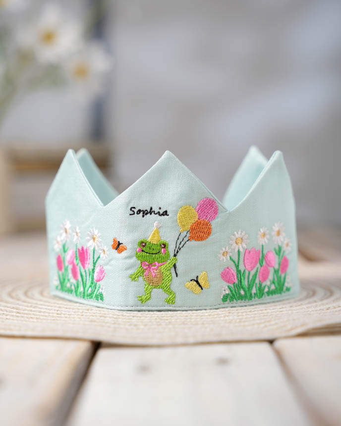 Embroidered Linen Crown