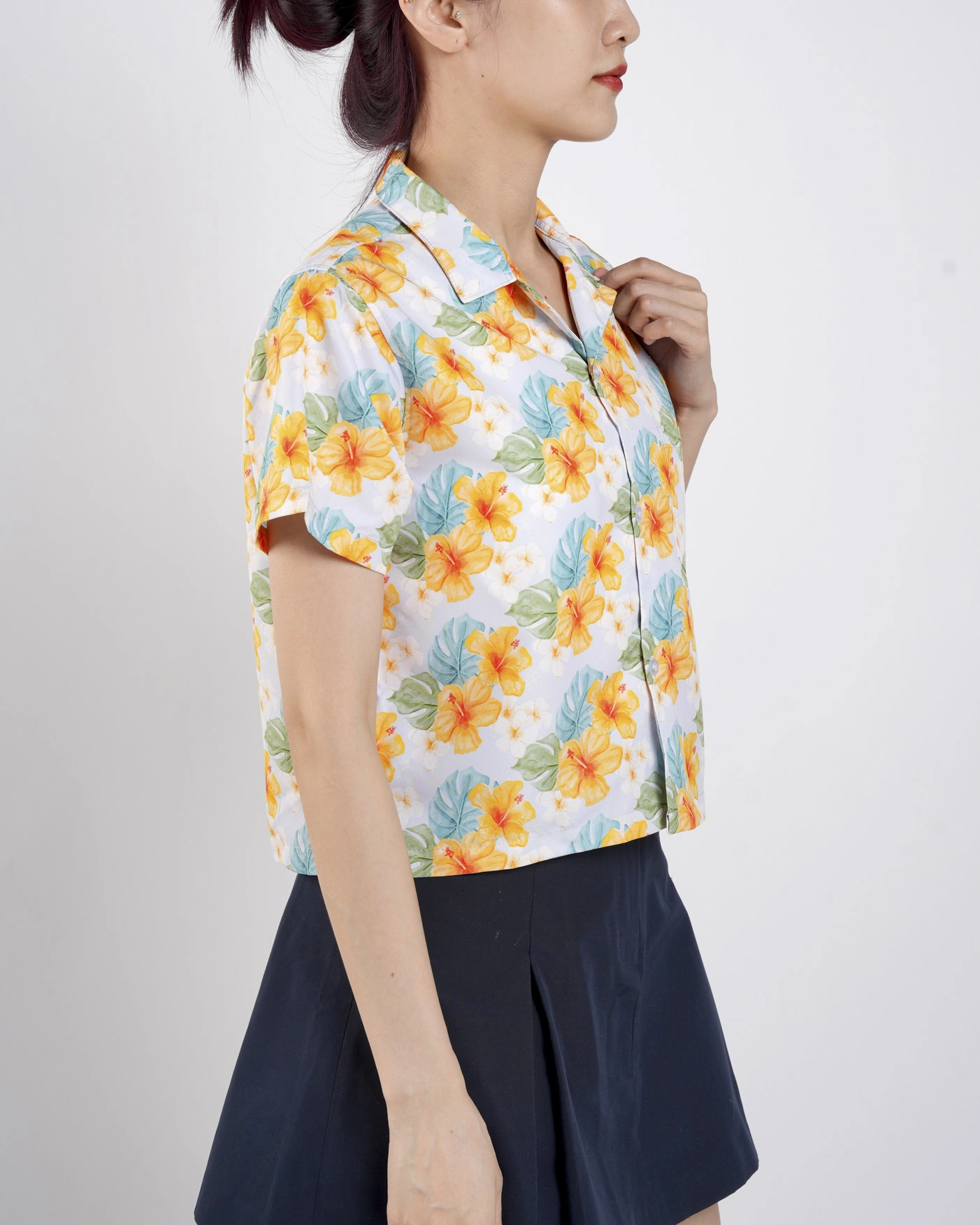 All-over Print Womens' Crop Hawaiian Shirt