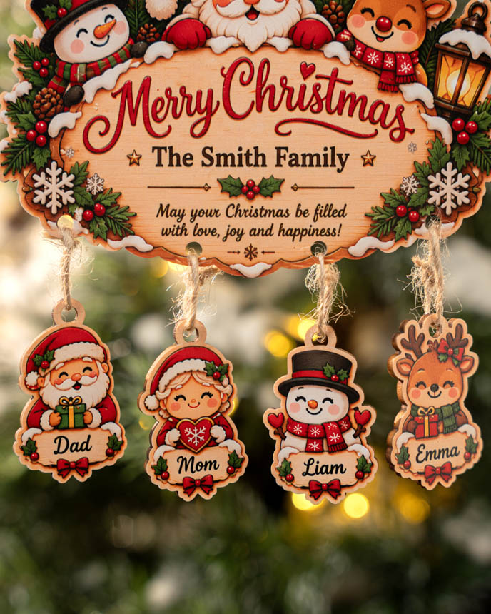 Custom Shape Wood Ornament With Hanging Charms