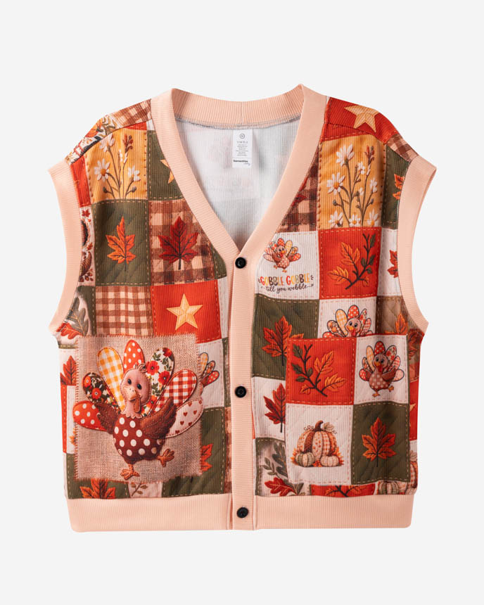 All-over Print Knitted Cardigan Vest